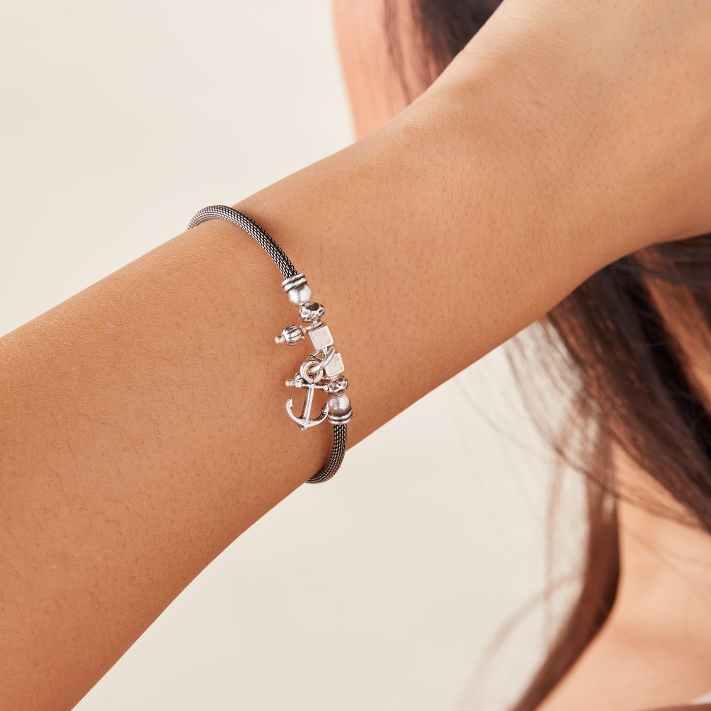 Hope Anchor Multi-Charm Mesh Cuff