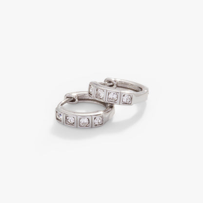 Crystal Huggie Hoop Earrings, Clear Crystal