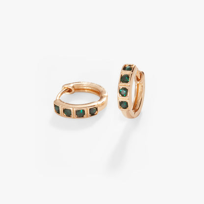 Crystal Huggie Hoop Earrings, Emerald