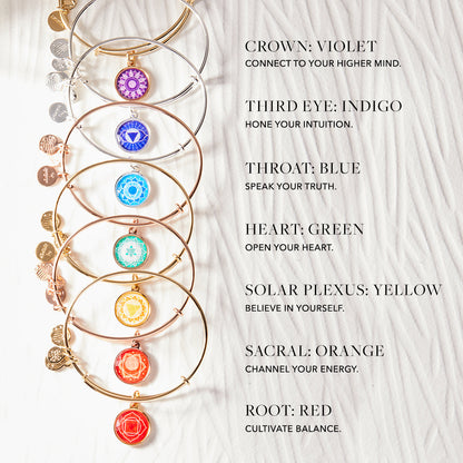 Heart Chakra Charm Bangle Bracelet