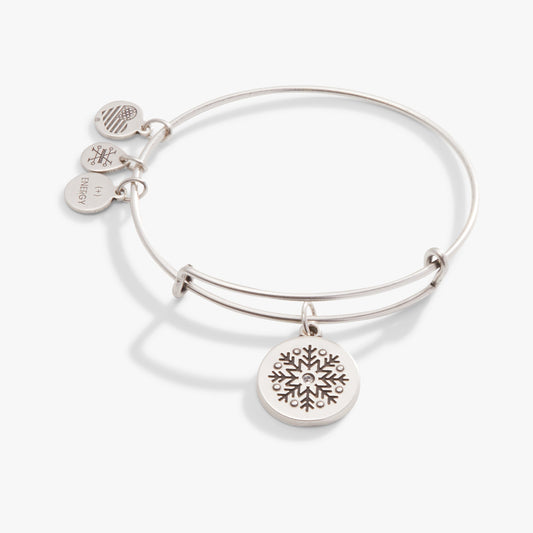 Etched Snowflake Charm Bangle